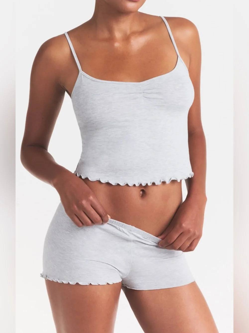 Skims Sleep Cami Set in light Heather grey